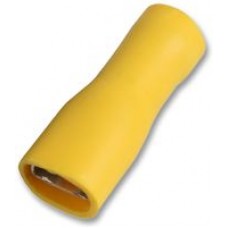 Fully Insulated Yellow 20 Amp 6.3 mm Push On Female Blade Crimp Terminal 